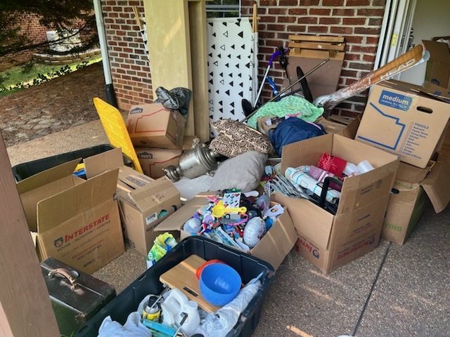 Estate cleanout boxes staged Charlottesville VA