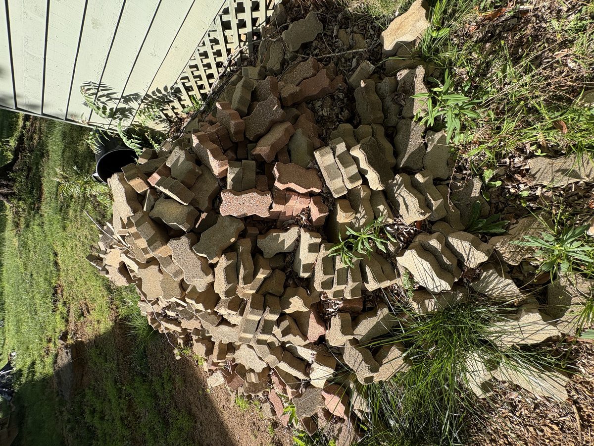 Pile of interlocking pavers removal Charlottesville VA